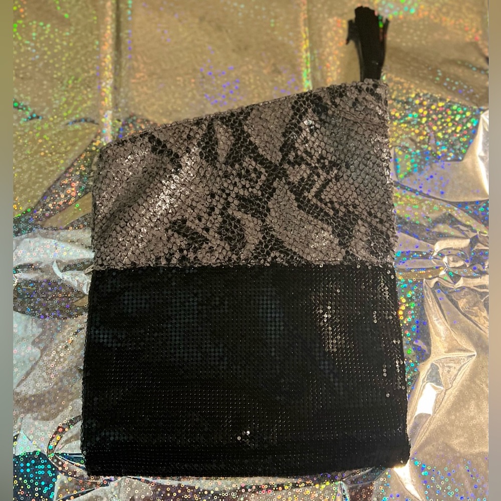 Big Buddha Faux Snakeskin Clutch